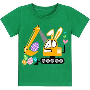 قميص عيد الفصح للأولاد الصغار، تي شيرت صيد بيض الجرار، تي شيرت للأطفال بأكمام قصيرة، ملابس عيد الفصح، تي شيرت على شكل أرنب حفار in Kuwait