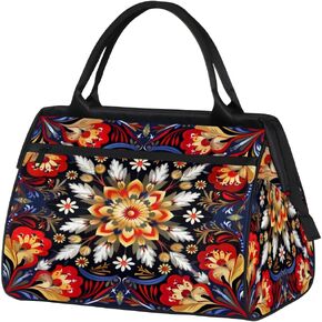 Red Flower Floral Small Overnight Weekender Tote Bag for Women Men Foldable Travel Duffel Bags Lightweight Sports Gym Bag Waterproof Carry On Luggage Weekender Bag for Traveling Gifts in Kuwait