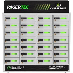 pagertec Cubby 28 Bay خزانة محطة شحن الهاتف الخليوي، محطة شحن USB منشطة للقفل الرقمي، إعداد سهل - مثبت على الحائط أو قائم على الأرض، جميع أنواع كابلات الشحن in Kuwait