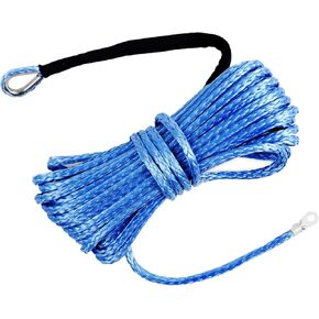 RIOOP حبل ونش صناعي عالي التحمل 1/4 بوصة × 50 قدم 9,500 رطل، خط حبل سحب للانتعاش لشاحنة ATV UTV، خط كابل ونش جيب مع كم واقي لتمديد سحب السيارة على الطرق الوعرة (أزرق) in Kuwait