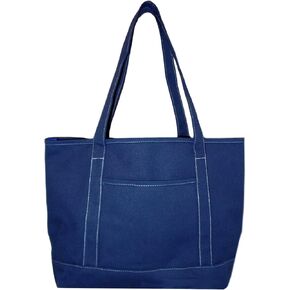 Premium Large 24 oz Cotton Canvas Open Top Shopper Tote Bag (Navy) in Kuwait