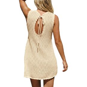 Fisoew Womens Swimsuit Coverup Crochet Sleeveless Bathing Suit Cover Up Swimwear 2026 Summer Beach Dress Vacation Outfits in Saudi Arabia