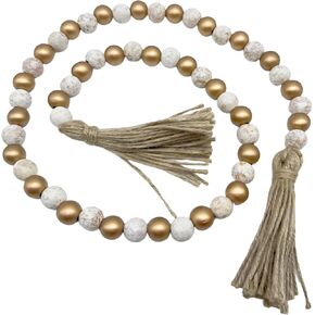 حبات زخرفية لديكور المنزل لطاولة القهوة، إكليل من الخرز الخشبي مع شرابات، عناصر صينية مطرزة وإكليل من الخشب المتدرج، لمسة ريفية أنيقة لعرض طاولة غرفة المعيشة in Kuwait