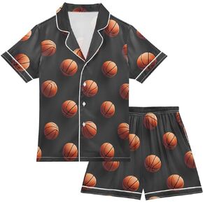 بيجامة صيفية ملابس نوم حريرية قطعتين من الساتان Pjs بأكمام قصيرة ملابس نوم 5-14 سنة in Kuwait