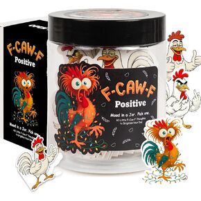 Positive F Caw F Jar with 60 Daily Affirmation Cards, F-Caw-F Gifts for Teens, White Elephant Gifts, Christmas Stocking Stuffer for Teen Girls, Teen Boys, Women, Men, Coworkers, Friends in Kuwait