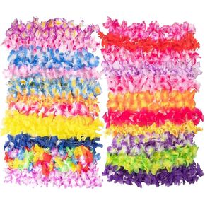 مجموعة 25 قطعة من مجموعة هاوايان ليز للأطفال والكبار - قلادات زهرة لوا الاستوائية، هدايا متعددة الألوان لحفلات أعياد الميلاد وحفلات الزفاف على الشاطئ وحفلات عيد الفصح وديكورات العطلات in Kuwait