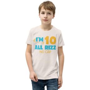 10th Birthday Shirt I'm 10 All Rizz No Cap (Youth Short Sleeve T-Shirt) Tween Gift in Saudi Arabia