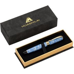 مجموعة أقلام معدنية فاخرة - أسطوانة من الفولاذ المقاوم للصدأ، قلم رائع ذو نقاط دقيقة مع صندوق هدايا وعبوتين إضافيتين - أقلام أعمال وتوقيع ممتازة للرجال والنساء (أسود) in Kuwait