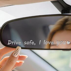 3 قطع ملصق مرآة I Love You للقيادة الآمنة، شارات معدنية للسيارات للرجال والنساء، ملحقات مرآة الرؤية الخلفية، ديكور داخلي لطيف للسيارة، هدايا جديدة للسائق (فضي) in Kuwait