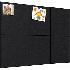 لوحة إعلانات من اللباد، لوحة فلين كبيرة مقاس 91.44 سم × 60.96 سم، 6 عبوات من بلاط الحائط اللباد مع 35 قطعة من دبابيس الدفع، ولوحات الدبوس للمكتب والمنزل والفصول الدراسية in Kuwait