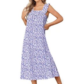 فساتين نوم قطنية من Ekouaer للنساء فستان نوم طويل بدون أكمام على الطراز الفيكتوري، فستان نوم ناعم للسيدات، ملابس نوم in Kuwait