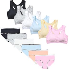 حمالات صدر رياضية للفتيات المراهقات، حمالات صدر للتدريب بظهر متسابق مع ملابس داخلية 6 مجموعات متعددة العبوات in Kuwait