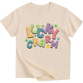 تي شيرت للفتيات لعيد القديس باتريك لاكي كلوفر شامروك قطن بأكمام قصيرة من 3 إلى 13 سنة in Kuwait