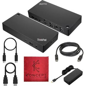 Koncept Lenovo 40AY0090US Docking Station Bundle - 1 Year Warranty - Lenovo Docking Station with 90W AC Adapter, HDMI Cable, DisplayPort Cable, USB-C Cable & Microfiber Cleaning Cloth in Kuwait