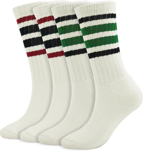 BomKinta Striped Crew Socks Women - Retro Novelty Socks - Stretchy Casual Athletic Cotton Gifts Sock Size 5-10 in Kuwait