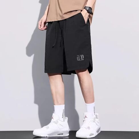 Men’s Casual Loose Fit Shorts, Drawstring Waist with Breathable Fabric, Side Slits in Saudi Arabia
