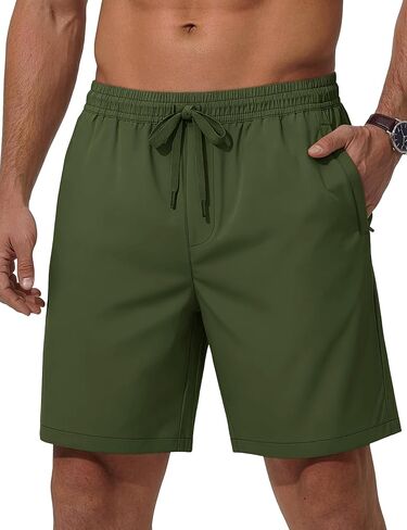 MAGCOMSEN Men's 7 Inch Casual Shorts Twill Polyester Summer Beach Athletic Water Resistant 7" Shorts with Zipper Pockets in Saudi Arabia