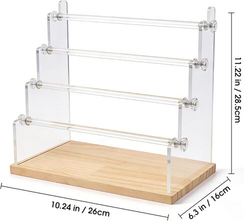 4-Tier Bracelet Holder Stand with Wood Base, Acrylic Jewelry Organizer & Display for Necklaces, Bangles, Watches, Multi-Functional Jewelry Storage for Home and Store Display in Kuwait