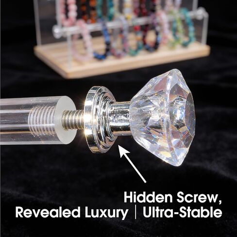 4-Tier Bracelet Holder Stand with Wood Base, Acrylic Jewelry Organizer & Display for Necklaces, Bangles, Watches, Multi-Functional Jewelry Storage for Home and Store Display in Kuwait