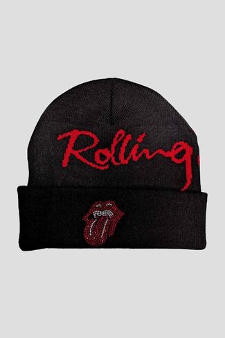 Rolling Stones Beanie Hat Embellished Classic Tongue Official Unisex Black Size One Size in Saudi Arabia