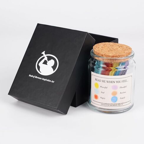 Book of Mormon Inspiration Jar, Scripture Quote Cards With References for Daily Devotionals, Latter-day Saint (LDS) Gift-Ready Jar and Box in Kuwait
