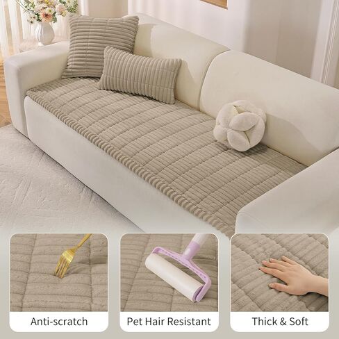 Couch Cover for Dogs Washable, Non-Slip Couch Covers for Sofa,Fuzzy Pet-Friendly Couch Cover for 3 Cushion Couches （Brown,27.6" x 59"/70 x 150cm in Saudi Arabia