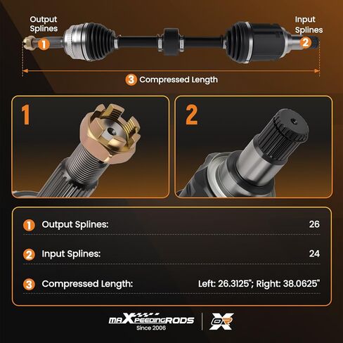 زوج maXpeedingrods (2) مجموعة عمود المحور الأمامي لسيارة Toyota Camry 2002-2009، Highlander FWD 2001-2007، Solara 2004-2008، L4 2.4L، جانب السائق والراكب 66-5245، 66-5247 in Kuwait