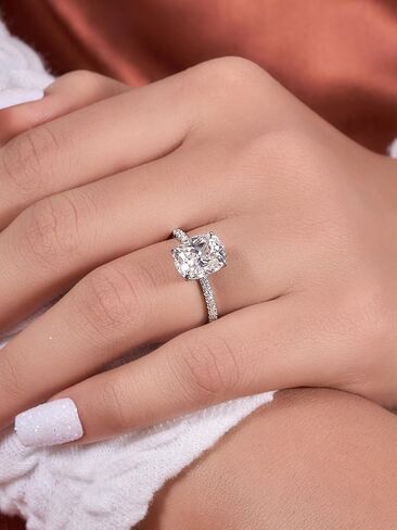1pc Gorgeous Elegant Four-claw Fat Rectangular Ice Flower Cut Zircon Rings For Women Dating Party Prom Copper Ring Anniversary Birthday Gift Fine Jewelry in Saudi Arabia