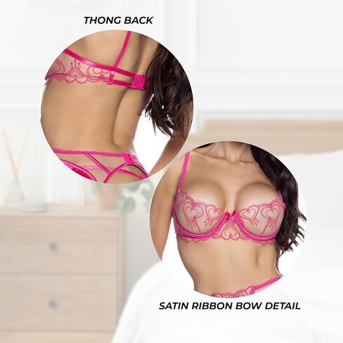 Sexy Garter Belt Lingerie Set, Roma Queen Of Heart Strappy 3 Piece Mesh & Lace Bra and Panties Lingerie Garter Set in Saudi Arabia
