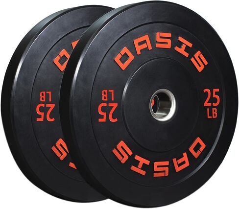 OASIS SPORT زوج من ألواح الوزن بوزن 10 رطل مع محور فولاذي مقاس 2 بوصة لتدريب القوة ورفع الأثقال in Saudi Arabia