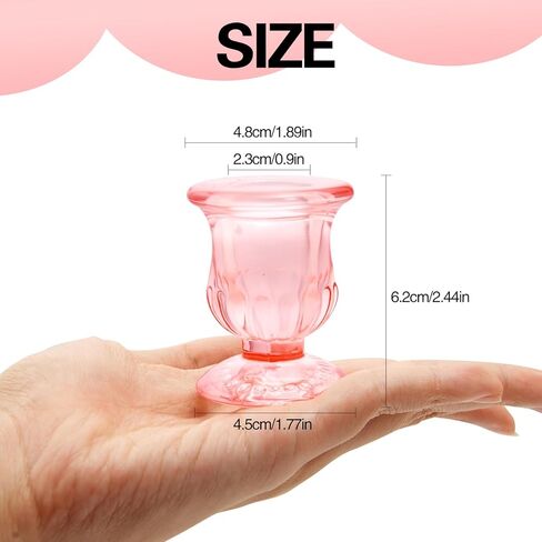 حامل شموع XXXFLOWER حامل شموع مستدقة وحامل شمعدان زجاجي لعيد الحب وحفلات الزفاف وأعياد الميلاد وديكور الشمعدانات للطاولة المركزية هدية ديكور المنزل (6 قطع، وردي) in Kuwait