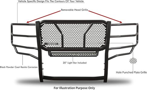 Black Horse RUGGED Heavy Duty Grille Brush Bumper Guard Modular Black Compatible with 2021-2026 Ford F-150-RU-FOF116-B-K2 in Saudi Arabia