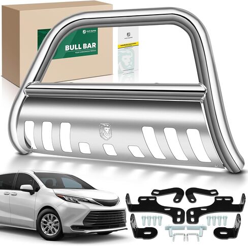 YHTAUTO 2.5" Bull Bar Push Bar with Skid Plate Light Mount Fit Toyota Models, Sienna 2011-2013 Mini Passenger Van(Not for SE Models), S/S 304 Brush Guard for Truck Front Bumper in Saudi Arabia