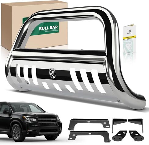 YHTAUTO 3" Bull Bar Push Bar with Skid Plate Light Mount Fit Honda Ridgeline 2017-2026 V6 3.5L, S/S 304 Brush Guard for Truck Front Bumper Off Road Accessories in Saudi Arabia