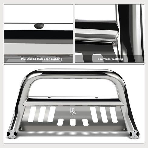 YHTAUTO 3" Bull Bar Push Bar with Skid Plate Light Mount Fit Honda Ridgeline 2017-2026 V6 3.5L, S/S 304 Brush Guard for Truck Front Bumper Off Road Accessories in Saudi Arabia