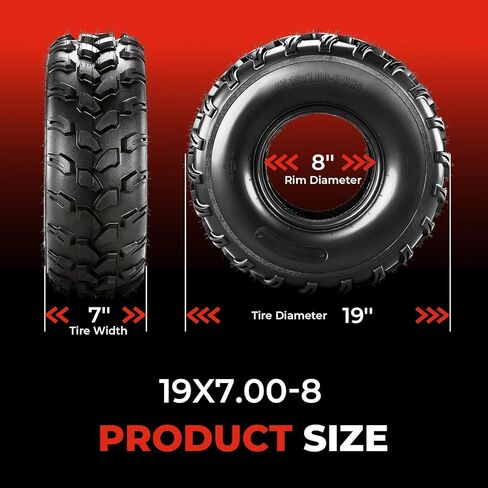 إطارات ATV/UTV مقاس 20x9.50-8، إطارات الطين لجميع التضاريس مقاس 20x9.50x8,4 طبقات، مداس اتجاهي، بدون أنابيب، مجموعة من 2 in Kuwait