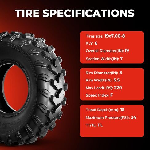 إطارات ATV/UTV مقاس 20x9.50-8، إطارات الطين لجميع التضاريس مقاس 20x9.50x8,4 طبقات، مداس اتجاهي، بدون أنابيب، مجموعة من 2 in Kuwait