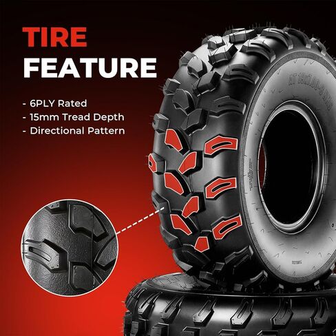 إطارات ATV/UTV مقاس 20x9.50-8، إطارات الطين لجميع التضاريس مقاس 20x9.50x8,4 طبقات، مداس اتجاهي، بدون أنابيب، مجموعة من 2 in Kuwait