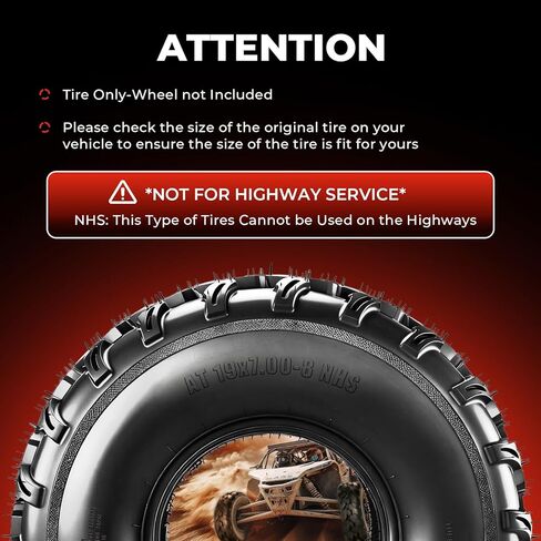 إطارات ATV/UTV مقاس 20x9.50-8، إطارات الطين لجميع التضاريس مقاس 20x9.50x8,4 طبقات، مداس اتجاهي، بدون أنابيب، مجموعة من 2 in Kuwait