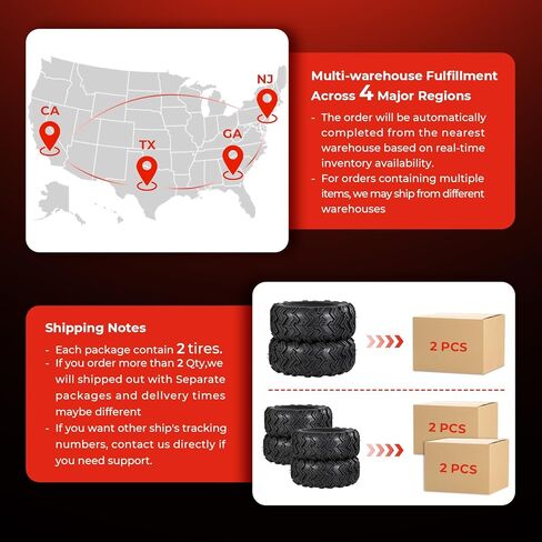 مجموعة من إطارات 22x8-10 ATV UTV، إطارات 22x8x10 لجميع التضاريس، مصنفة بـ 4 طبقات، بدون أنابيب in Kuwait