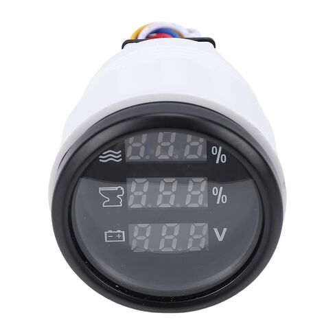 Akozon 52mm 3 in 1 Digital Water Sewage Level Voltage Gauge 12V 24V Universal for Car Marine Boats RVs Blue Display (Black Dial Silver Bezel) in Saudi Arabia