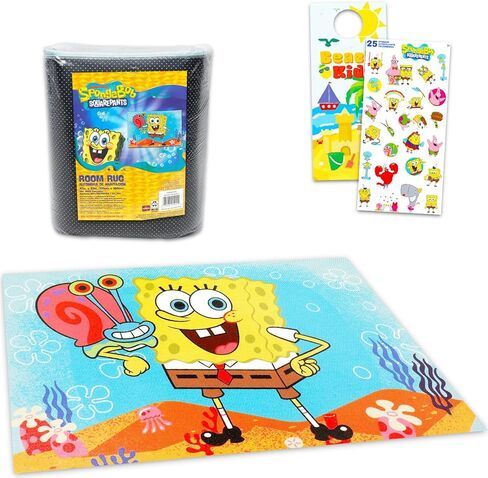 Spongebob Rug for Kids Room Set - Bundle with 48x72in Area Carpet for Bedroom, Room Decor, Plus Stickers and More | Spongebob Squarepants Rug for Bedroom in Saudi Arabia