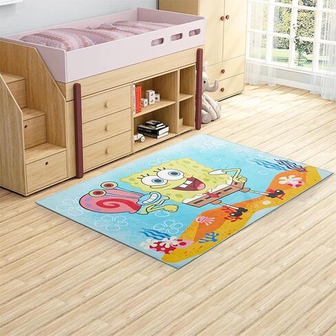 Spongebob Rug for Kids Room Set - Bundle with 48x72in Area Carpet for Bedroom, Room Decor, Plus Stickers and More | Spongebob Squarepants Rug for Bedroom in Saudi Arabia