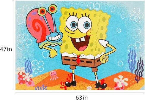 Spongebob Rug for Kids Room Set - Bundle with 48x72in Area Carpet for Bedroom, Room Decor, Plus Stickers and More | Spongebob Squarepants Rug for Bedroom in Saudi Arabia