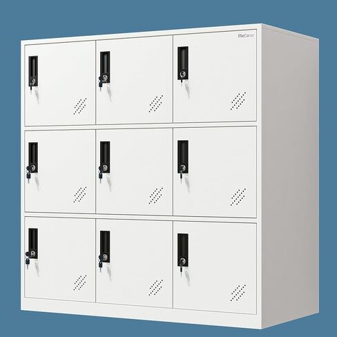 MECOLOR Storage Locker for Employee, Metal Locker for Office,Gym lockers, Lockable Steel Locker for Home… (Full White, 9D) in Saudi Arabia