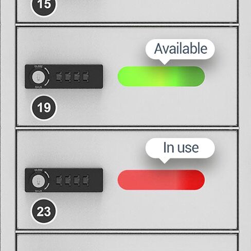 pagertec Cubby 28 Bay خزانة محطة شحن الهاتف الخليوي، محطة شحن USB منشطة للقفل الرقمي، إعداد سهل - مثبت على الحائط أو قائم على الأرض، جميع أنواع كابلات الشحن in Kuwait