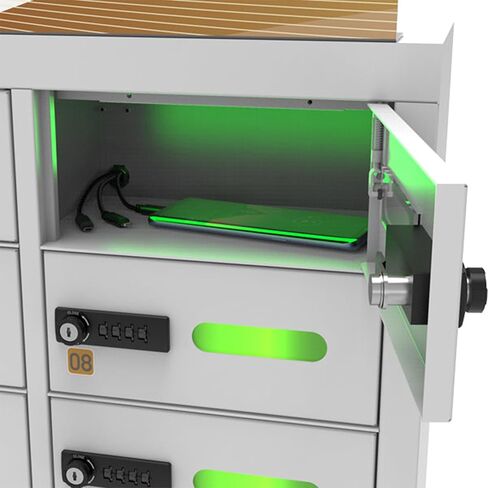pagertec Cubby 28 Bay خزانة محطة شحن الهاتف الخليوي، محطة شحن USB منشطة للقفل الرقمي، إعداد سهل - مثبت على الحائط أو قائم على الأرض، جميع أنواع كابلات الشحن in Kuwait