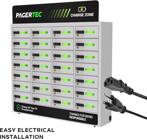 pagertec Cubby 28 Bay خزانة محطة شحن الهاتف الخليوي، محطة شحن USB منشطة للقفل الرقمي، إعداد سهل - مثبت على الحائط أو قائم على الأرض، جميع أنواع كابلات الشحن in Kuwait