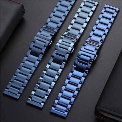 Stainless Steel Watch Strap Dark Blue Color 20mm 22mm Bracelet Metal Watch Bands Watch Accessories Universal in Saudi Arabia