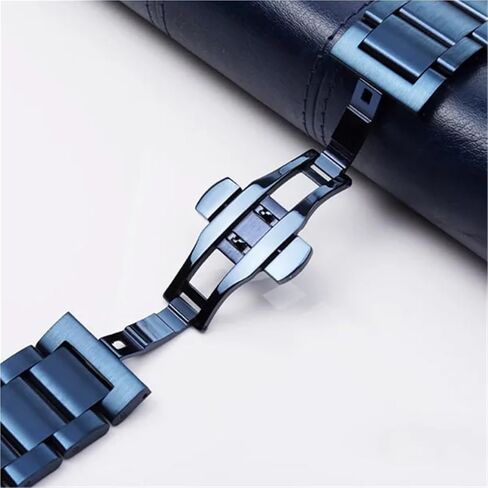 Stainless Steel Watch Strap Dark Blue Color 20mm 22mm Bracelet Metal Watch Bands Watch Accessories Universal in Saudi Arabia